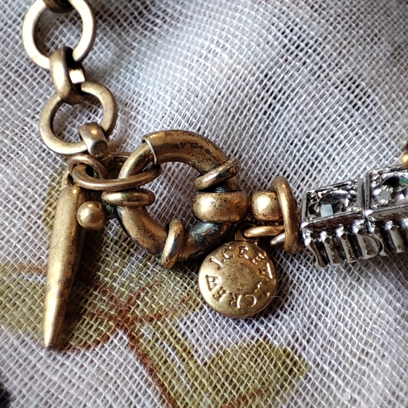 Oxidized Antique Brass Tone J. Crew Fireworks Firecracker Bracelet Spikes Stones - Picture 10 of 13
